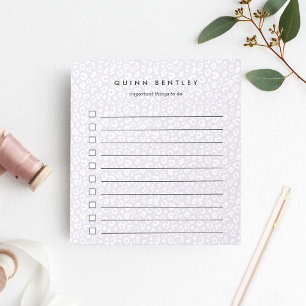 Lilac   Pastel Leopard Print Personalized Notepad
