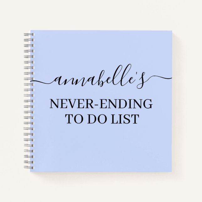 Lilac Pastel Never Ending To Do List Notebook (Front)