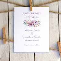 Lilac & Peach Bouquet Wedding Save the Date