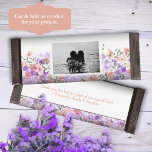 Lilac & Peach Floral Wedding Candy Bar Wrapper<br><div class="desc">Lilac and peach wedding multi-purpose label is versatile for chocolate candy bars, pastries, and lots of other party favours. Special desserts or take home gifts are beautiful with bride and groom's photo and special wording. DIY budget paper is a great alternative for branded couple's chocolate bars and other gifts for...</div>