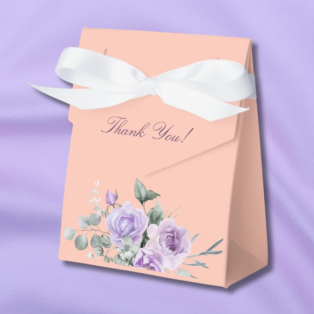 Lilac Peach Peony Floral Baby Shower Favor Box (Creator Uploaded)