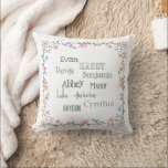 Lilac, Peach & Pink Floral Vines Border Grandma's Throw Pillow<br><div class="desc">Floral and green vines border,  personalized Mothers Day pillow is attractive with lilac,  peach & pink flowers. List children or grandchildren's names,  and easily change fonts,  colour,  and positioning. Perfect gift for mother or grandmother.</div>
