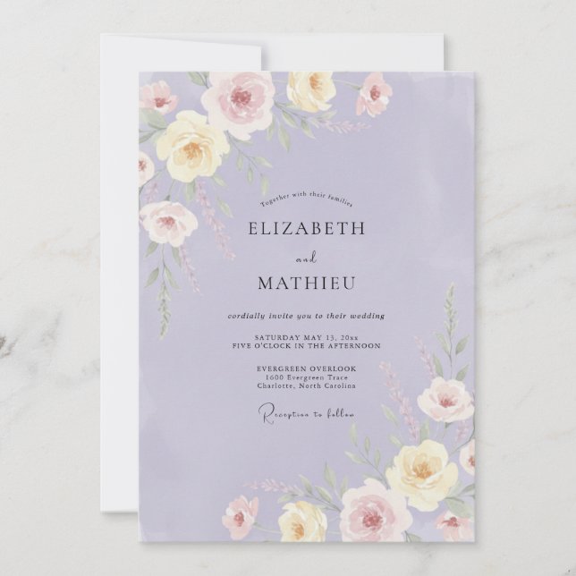 Lilac Peony Wedding Invitation (Front)