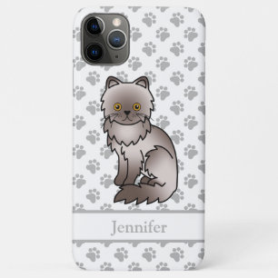 Lilac Persian Cute Cartoon Cat & Name iPhone 11 Pro Max Case