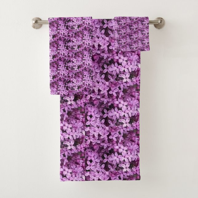 Lilac Photo | Tiled Half Drop | Bath Towel Set (Insitu)