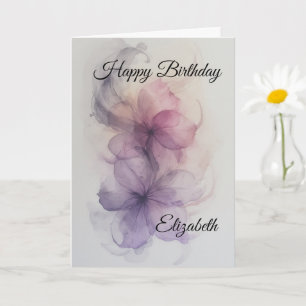 Lilac, pink and grey flower design card