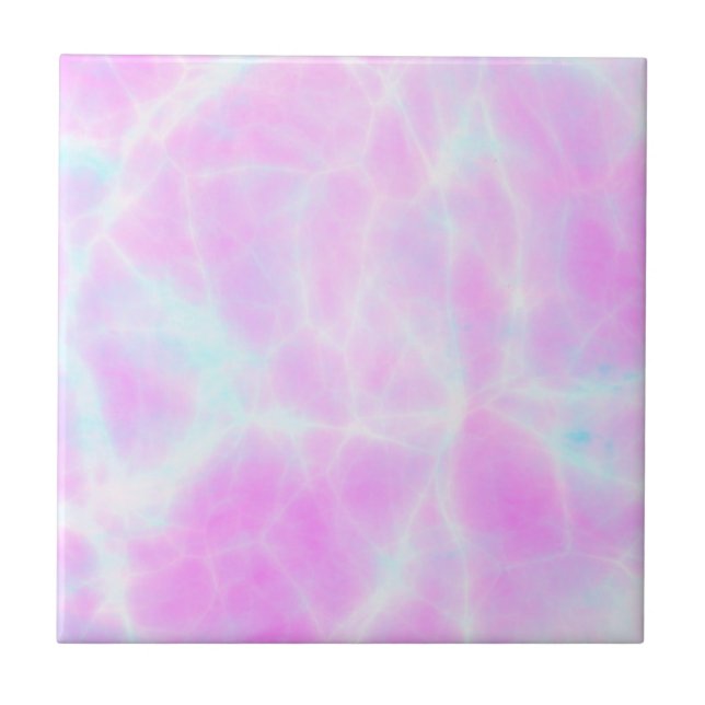Lilac Pink Aqua Marbled Pattern Ceramic Tile (Front)