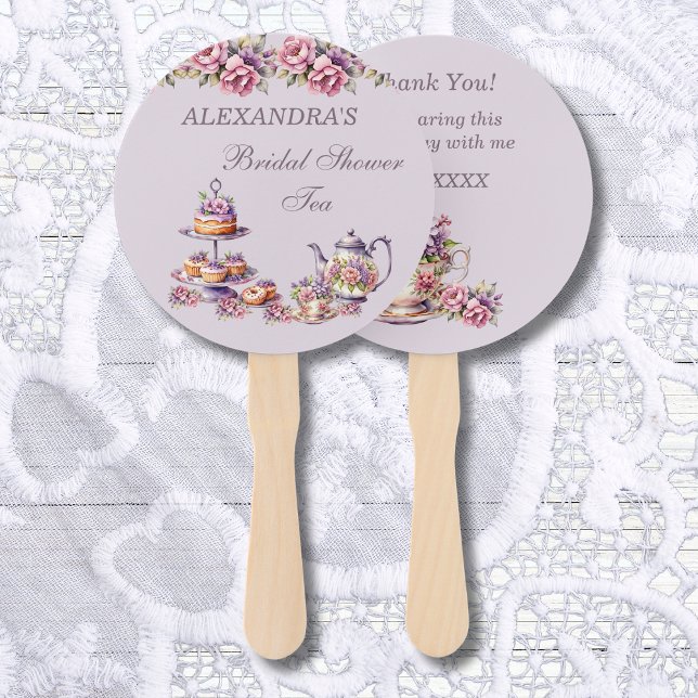 Lilac Pink Floral Tea Party Bridal Shower Hand Fan (Creator Uploaded)