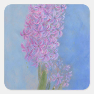 Lilac Pink Hyacinth Flower painting  Square Sticker