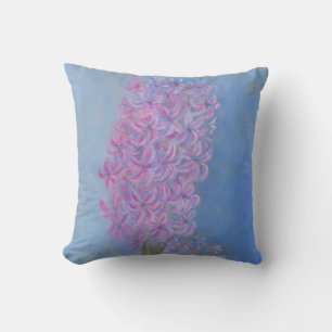 Lilac Pink Hyacinth Flower painting  Throw Pillow
