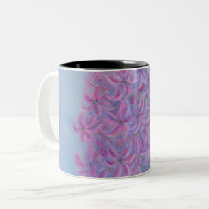 Lilac Pink Hyacinth Flower painting  Two-Tone Coffee Mug