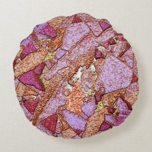 Lilac pink painted volcanic rock drawing round pillow