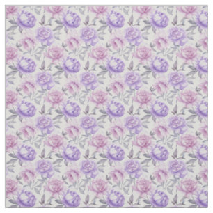Lilac Pink Peony Fabric Elegant Botanical Floral