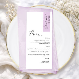 Lilac Pink Personalized with Guest Name Elegant Menu