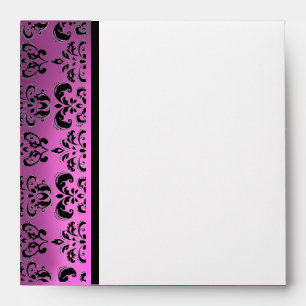 LILAC PINK PURPLE BLACK DAMASK MONOGRAM ENVELOPES