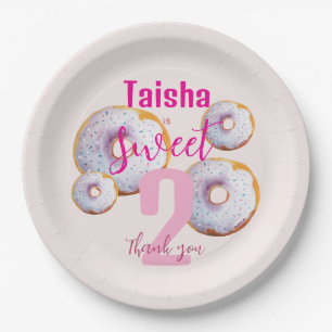 Lilac Pink Sprinkle Doughnut Watercolor Illustrati Paper Plate