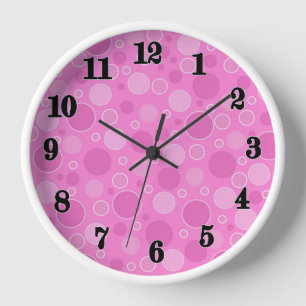 Lilac pink tones with polka dots in retro sixties clock