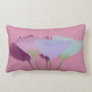 Lilac Pink Watercolor Peonies Lumbar Pillow