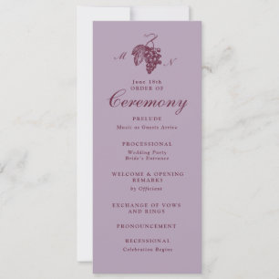 Lilac Plum Grape Monogram Wedding Program