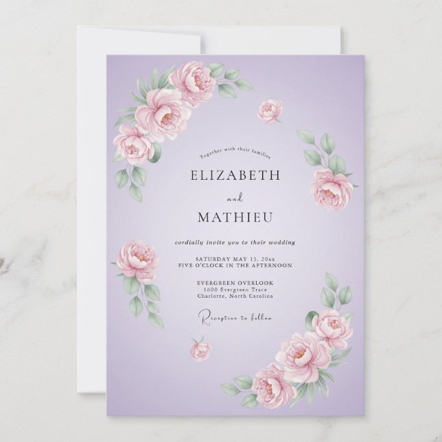 Lilac Poetic Spring Wedding Invitation (Front)