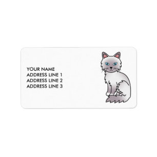 Lilac Point Birman / Ragdoll Cat & Custom Text Label
