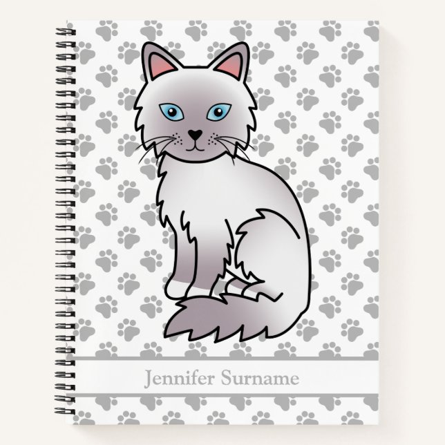 Lilac Point Birman / Ragdoll Cat & Custom Text Notebook (Front)