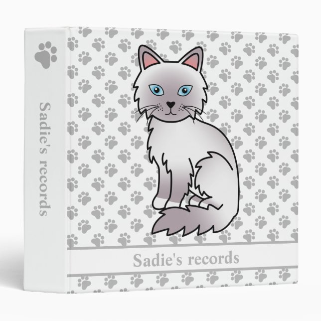 Lilac Point Birman/Ragdoll Cat & Pet Records Text Binder (Front/Spine)