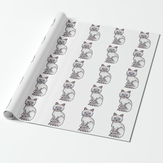 Lilac Point Birman / Ragdoll Cute Cat Pattern Wrapping Paper (Unrolled)