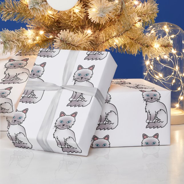 Lilac Point Birman / Ragdoll Cute Cat Pattern Wrapping Paper (Holidays)