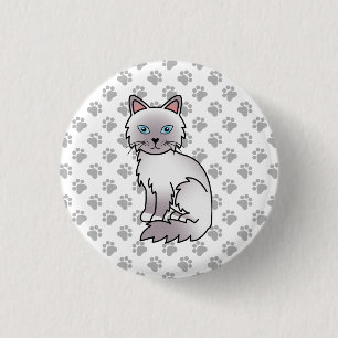 Lilac Point Birman / Ragdoll Cute Cat & Paws 1 Inch Round Button