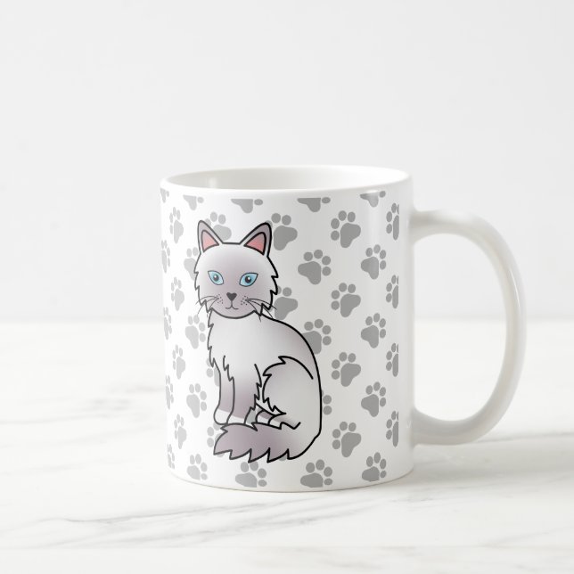Lilac Point Birman / Ragdoll Cute Cat & Paws Coffee Mug (Right)
