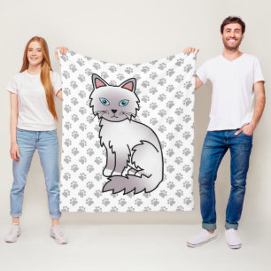 Lilac Point Birman / Ragdoll Cute Cat & Paws Fleece Blanket
