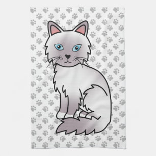 Lilac Point Birman / Ragdoll Cute Cat & Paws Kitchen Towel