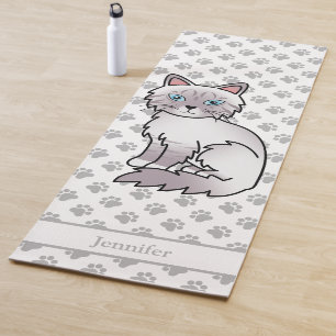 Lilac Point Birman/Ragdoll Tabby With Paws & Name Yoga Mat