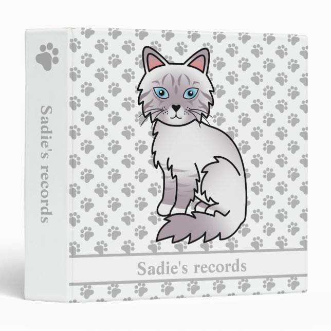 Lilac Point Tabby Birman Cat & Pet Records Text Binder (Front/Spine)