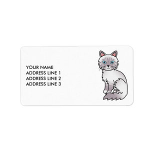 Lilac Point Tabby Birman/Ragdoll Cat & Custom Text Label