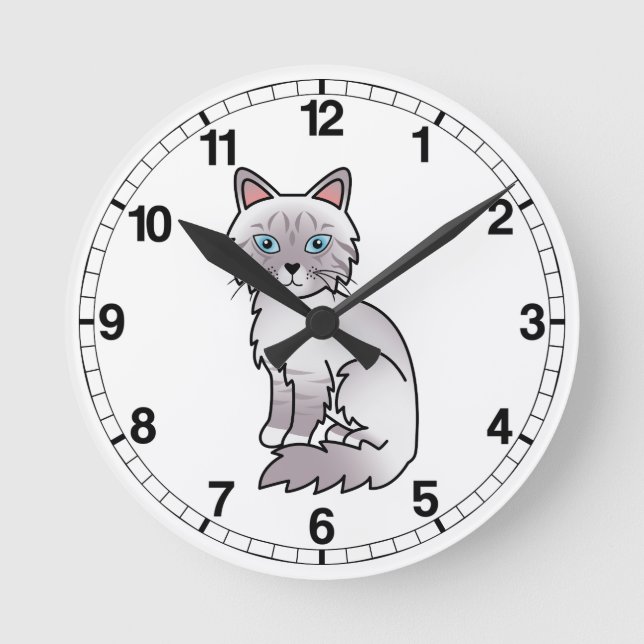 Lilac Point Tabby Birman / Ragdoll Cat Round Clock (Front)