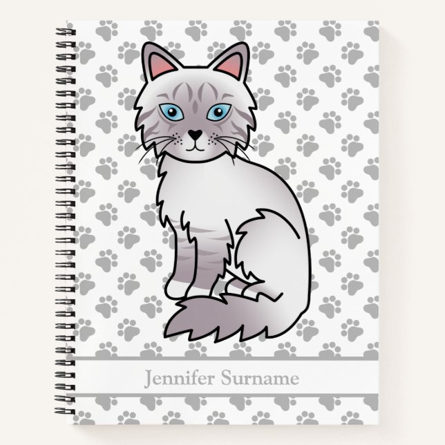 Lilac Point Tabby Birman / Ragdoll & Custom Text Notebook (Front)
