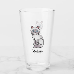 Lilac Point Tabby Birman / Ragdoll Cute Cat & Name Glass