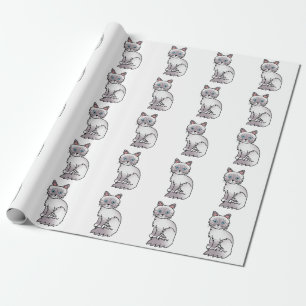 Lilac Point Tabby Birman/Ragdoll Cute Cat Pattern Wrapping Paper