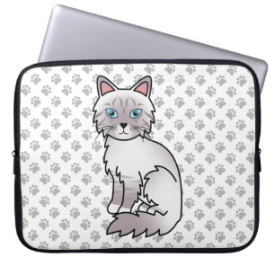 Lilac Point Tabby Birman / Ragdoll Cute Cat & Paws Laptop Sleeve