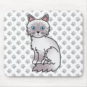 Lilac Point Tabby Birman / Ragdoll Cute Cat & Paws Mouse Pad