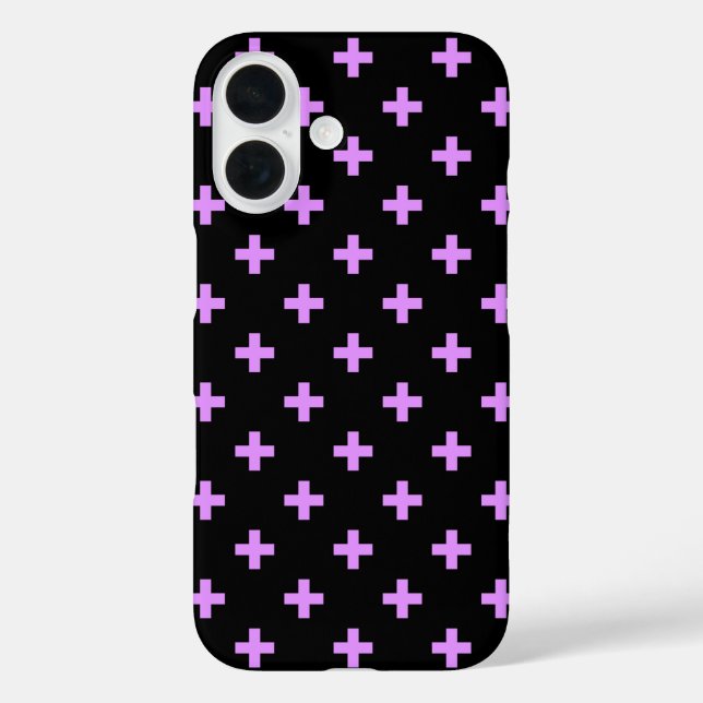 Lilac polka crosses on black Case-Mate iPhone case (Back)