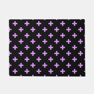 Lilac polka crosses on black doormat