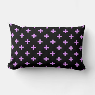 Lilac polka crosses on black lumbar pillow