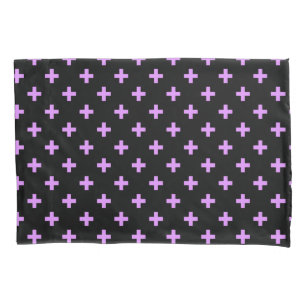 Lilac polka crosses on black pillowcase