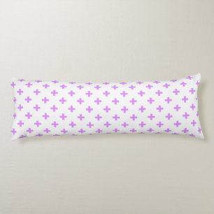 Lilac polka crosses on white body pillow