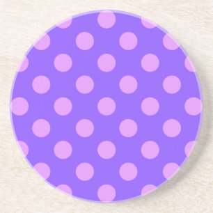 Lilac polka dots on periwinkle coaster