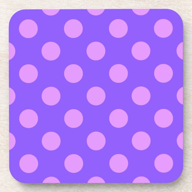 Lilac polka dots on periwinkle coaster (Front)