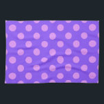 Lilac polka dots on periwinkle kitchen towel<br><div class="desc">Lilac polka dots on periwinkle</div>